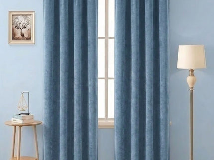 Light Grey Colour Plain Velvet Flock Easy Clean Readymade Curtain