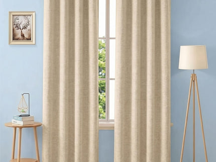 Light Camel Yellow Colour Textured Velvet Flock Readymade Curtain