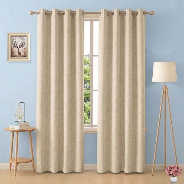 Light Camel Yellow Colour Textured Velvet Flock Readymade Curtain