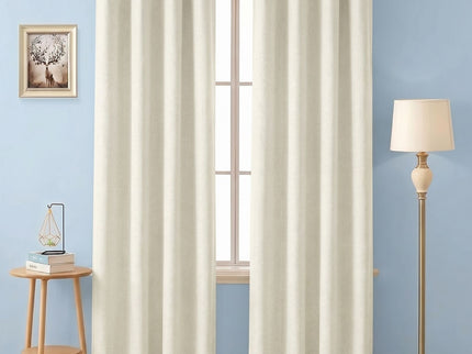Light cream Colour Textured Velvet Flock Readymade Curtain