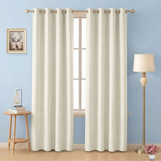 Light cream Colour Textured Velvet Flock Readymade Curtain