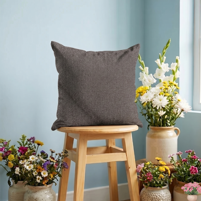Rust colour textured weave pattern velvet flock readymade cushion cover