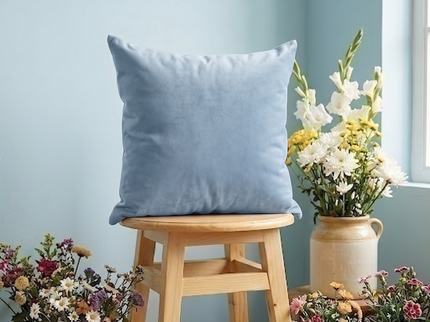 Light Grey Colour Plain Velvet Flock readymade cushion cover