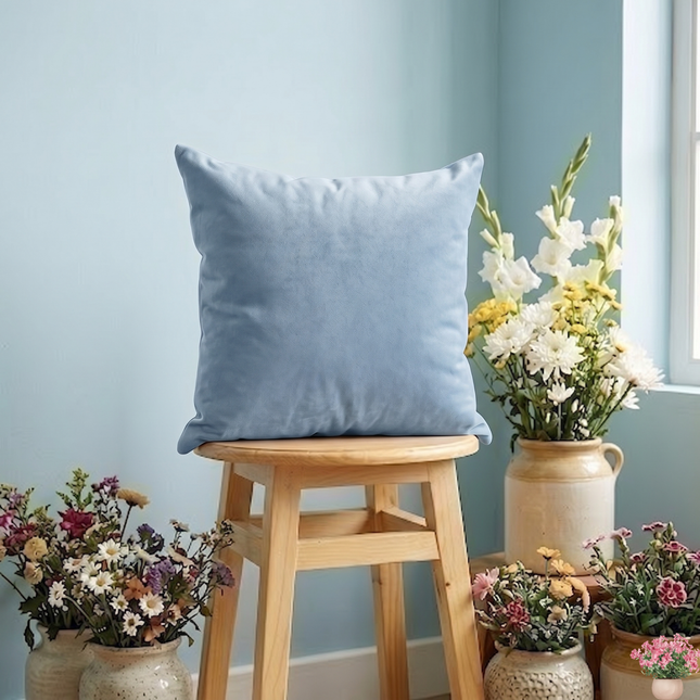 Light Grey Colour Plain Velvet Flock readymade cushion cover