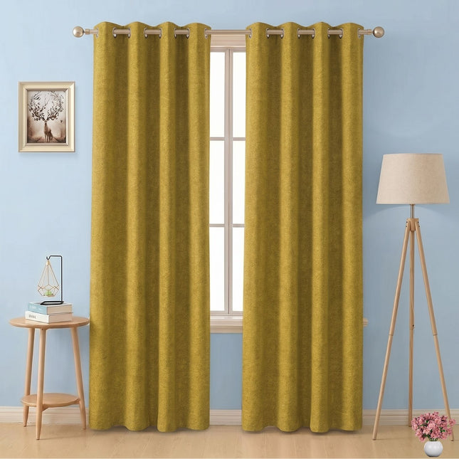 Dark Lime Green Colour Textured Velvet Flock Readymade Curtain