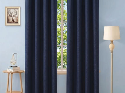 Charcoal Black Colour Textured Velvet Flock Readymade Curtain