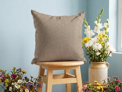 Brown colour textured weave pattern velvet flock readymade cushion cover