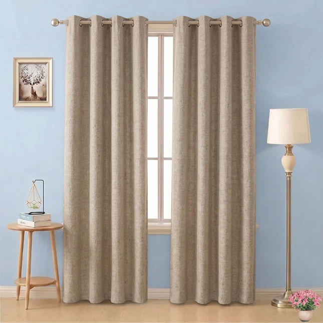 Taupe colour textured weave pattern velvet flock readymade curtain