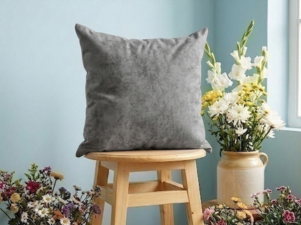 Dark Grey Colour Plain Velvet Flock readymade cushion cover