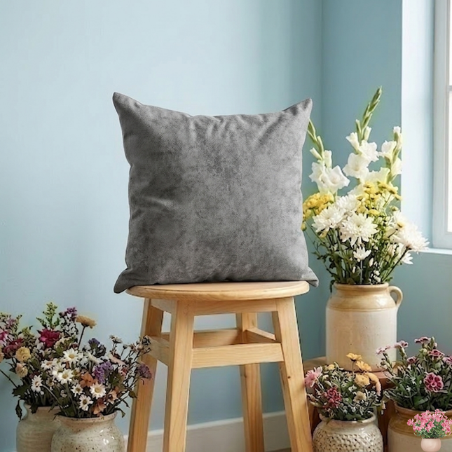 Dark Grey Colour Plain Velvet Flock readymade cushion cover