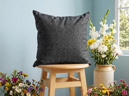 Black colour textured pattern velvet flock readymade cushion cover