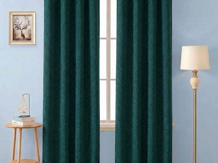 Teal green colour textured pattern velvet flock readymade curtain