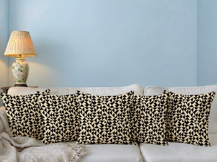 Multicolour geometric pattern velvet flock readymade cushion cover