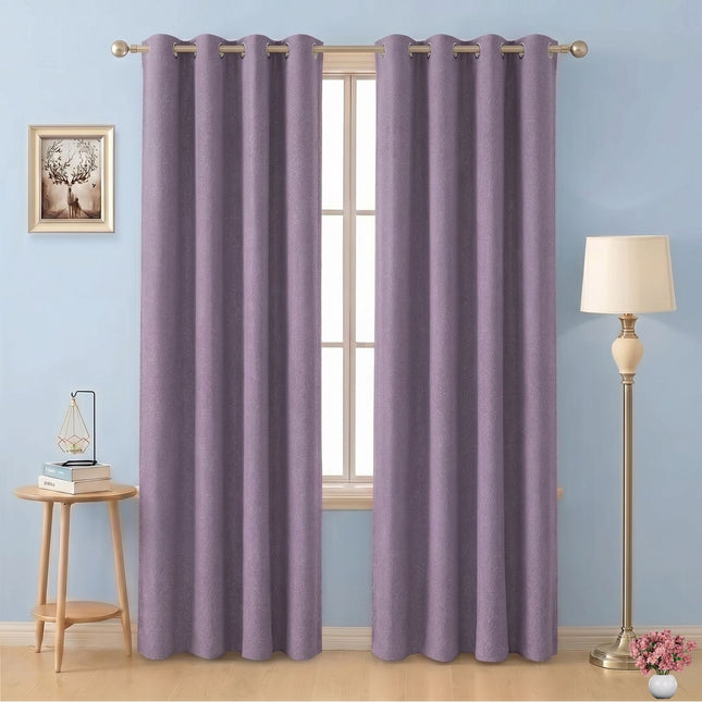 Pink Colour Textured Velvet Flock Readymade Curtain