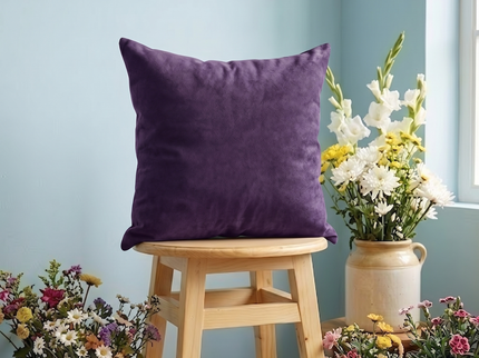 Mauve Violet Colour Plain Velvet Flock readymade cushion cover