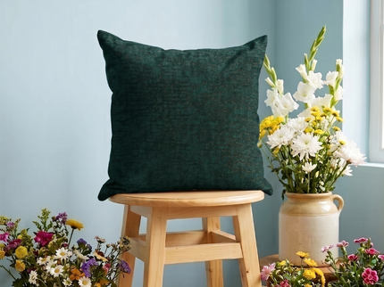 Teal green colour textured pattern velvet flock readymade cushion cover