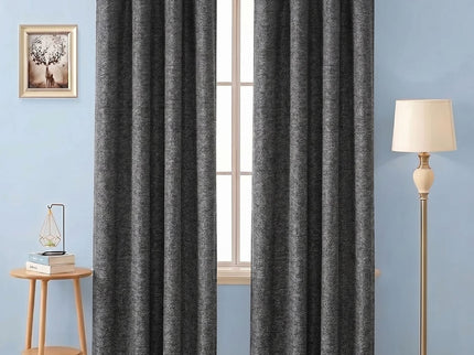 Black colour textured pattern velvet flock readymade curtain