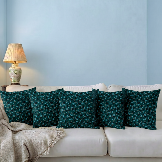 Multicolour geometric pattern velvet flock readymade cushion cover