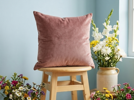 Peach Colour Plain Velvet Flock readymade cushion cover