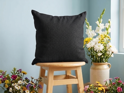 Dark charcoal colour textured pattern velvet flock readymade cushion cover