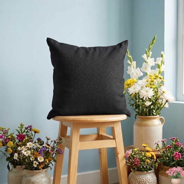 Dark charcoal colour textured pattern velvet flock readymade cushion cover