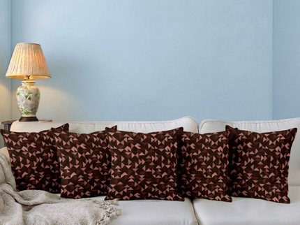 Multicolour geometric pattern velvet flock readymade cushion cover