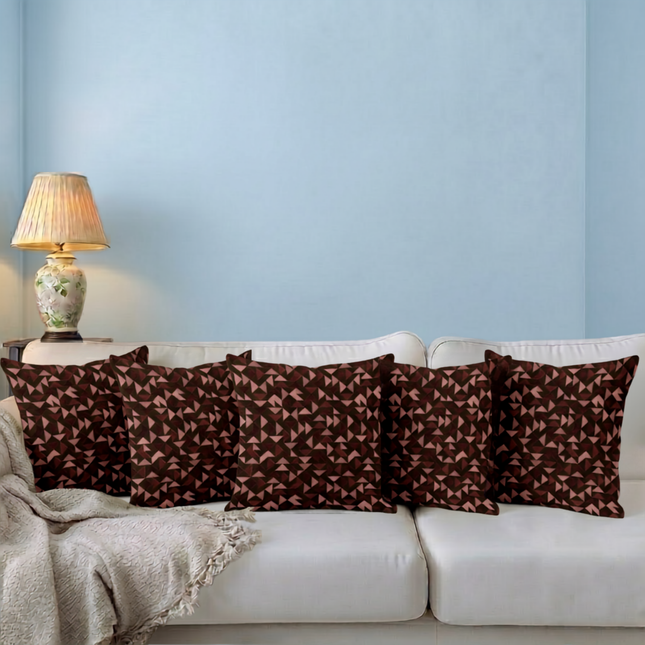 Multicolour geometric pattern velvet flock readymade cushion cover