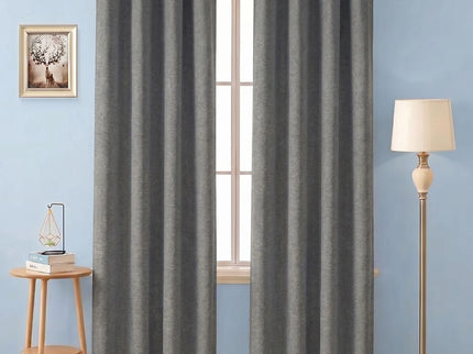 Charcoal grey colour textured pattern velvet flock readymade curtain