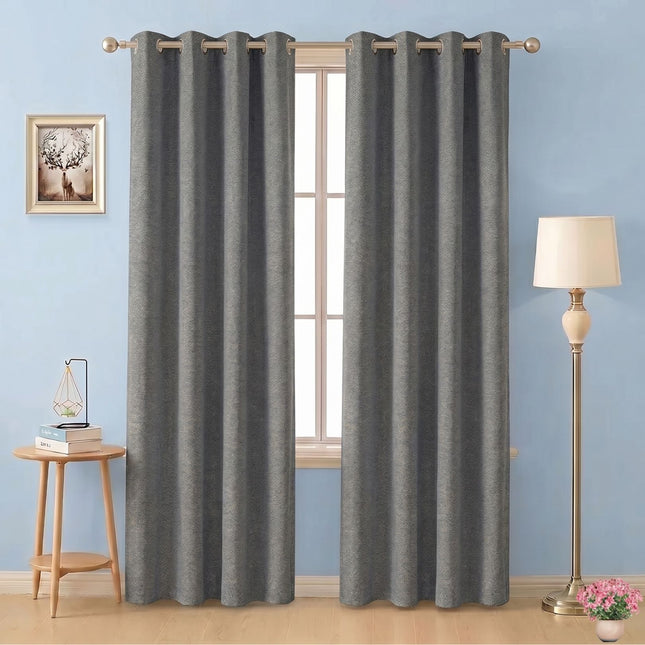 Charcoal grey colour textured pattern velvet flock readymade curtain