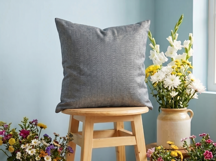 Charcoal grey colour textured pattern velvet flock readymade cushion cover