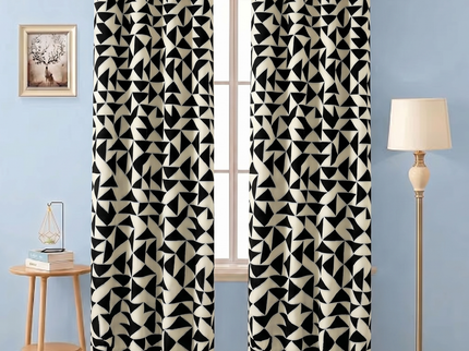 Multicolour geometric pattern velvet flock readymade curtain