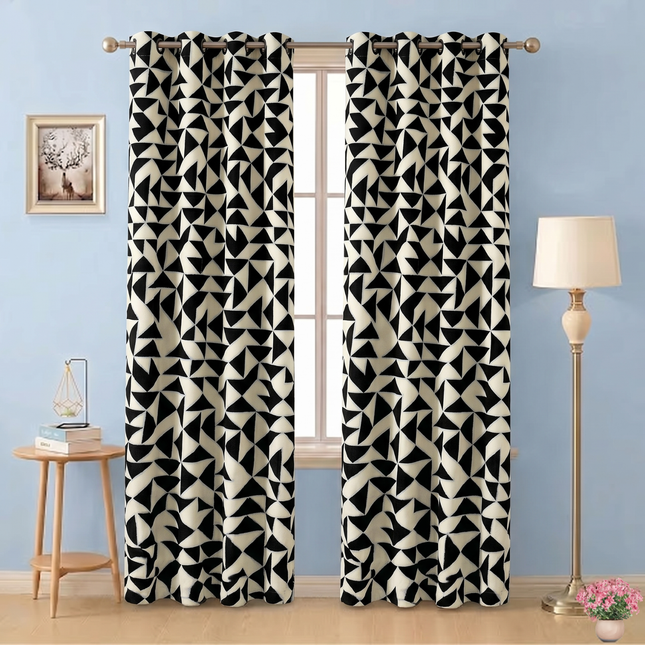 Multicolour geometric pattern velvet flock readymade curtain