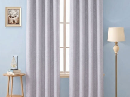Silver Grey Colour Textured Velvet Flock Readymade Curtain