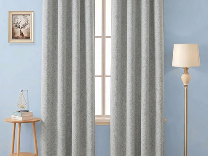 Grey colour textured pattern velvet flock readymade curtain
