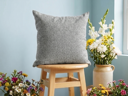 Grey colour textured pattern velvet flock readymade cushion cover