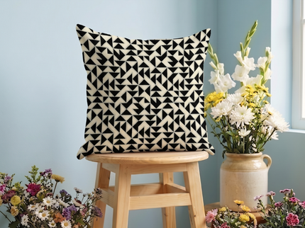 Multicolour geometric pattern velvet flock readymade cushion cover
