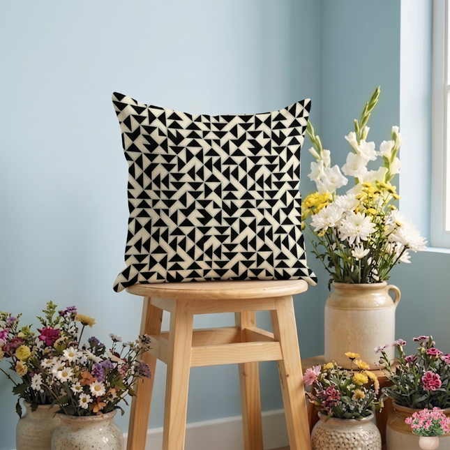 Multicolour geometric pattern velvet flock readymade cushion cover
