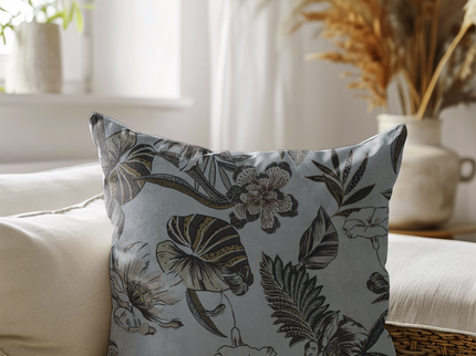 Olive Green and Mocha Brown Colour Floral and Leaves Pattern readymade cushion cover