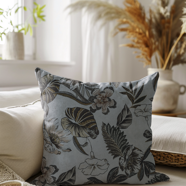 Olive Green and Mocha Brown Colour Floral and Leaves Pattern readymade cushion cover