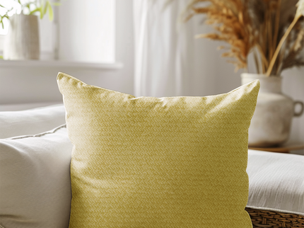 Greenish Yellow Colour Textured Velvet Flock Readymade cushion cover