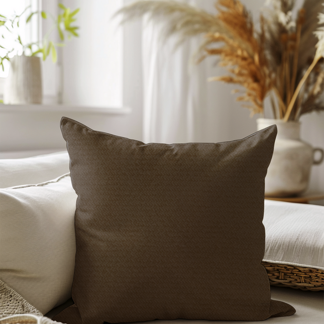 Dark Brown Colour Textured Velvet Flock Readymade Cushion cover
