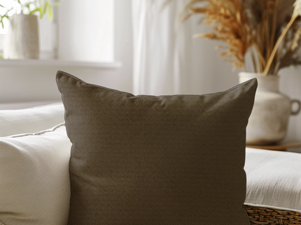 Medium Brown Colour Textured Velvet Flock Readymade cushion cover