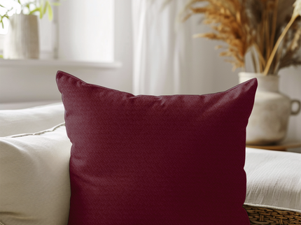 Carmine Red Colour Textured Velvet Flock Readymade cushion cover