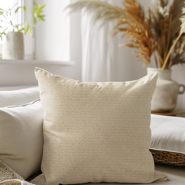 Medium Cream colour textured Velvet Flock Readymade cushion cover