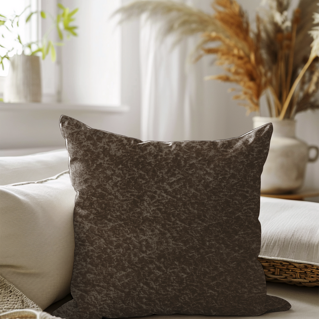 Pastel Brown Colour Textured Velvet Flock Readymade cushion cover