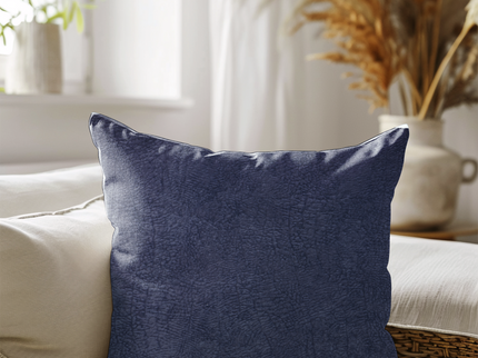 Dark Blue Colour Textured Velvet Flock Readymade cushion cover