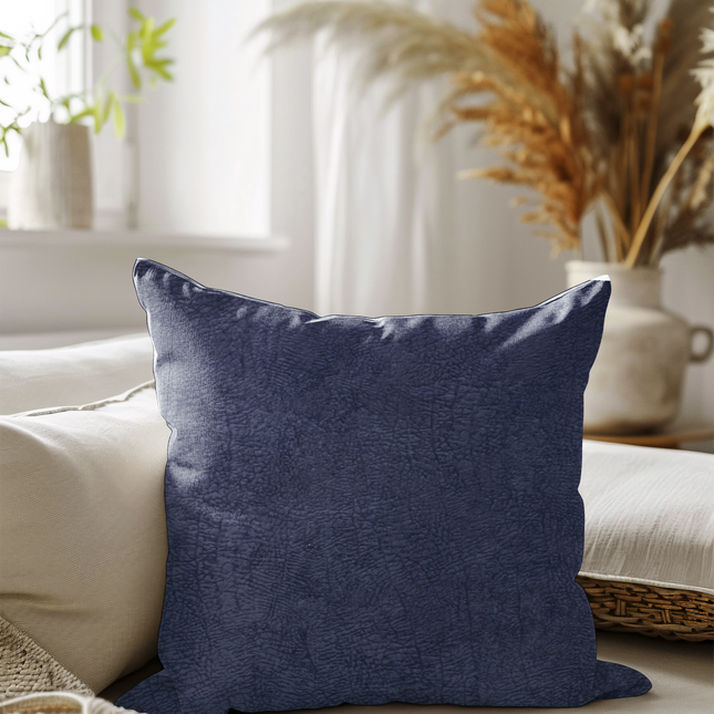 Dark Blue Colour Textured Velvet Flock Readymade cushion cover