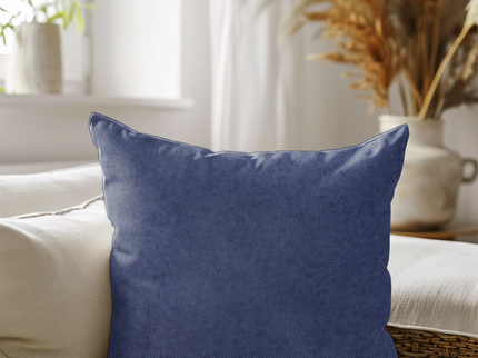 Prussian Blue Colour Textured Velvet Flock Readymade cushion cover
