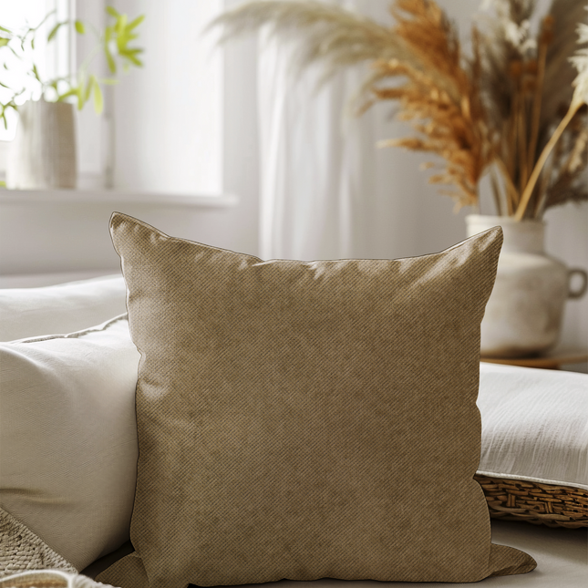 Coffee Brown Colour Textured Velvet Flock Readymade cushion cover