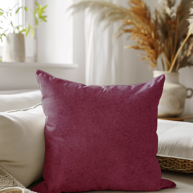 Wine Colour Textured Velvet Flock Readymade cushion cover